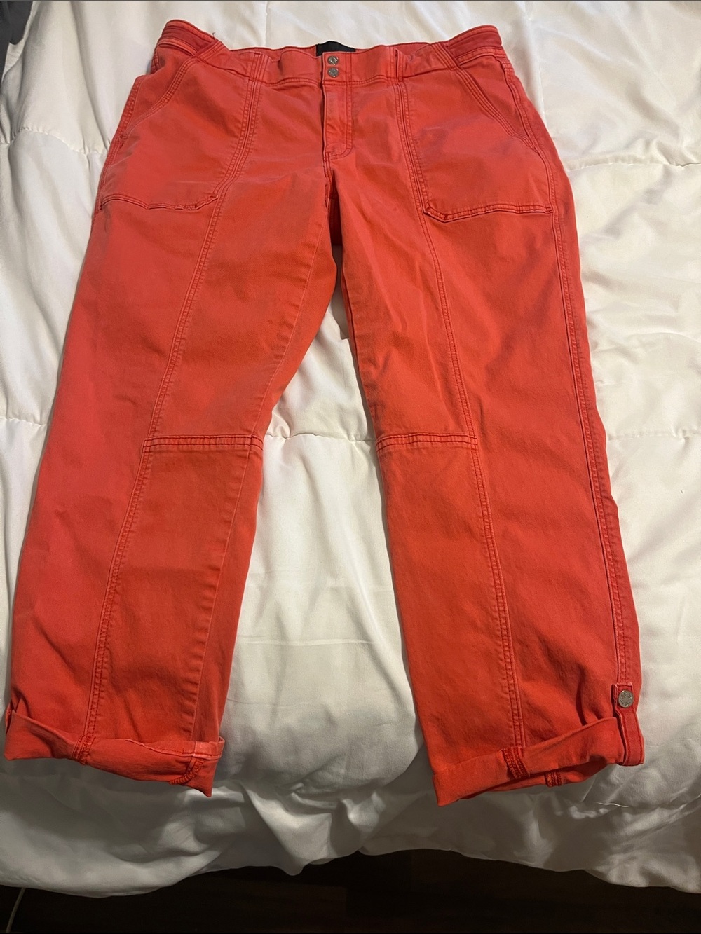 White House Black Market burnt orange Utility capris.